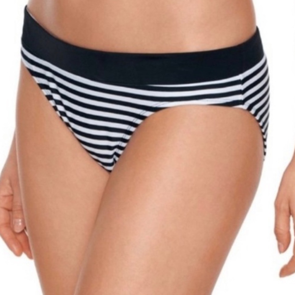 NWT Avia Striped Mid-Rise Full Coverage Swim Bottoms Spring Summer Beach Medium